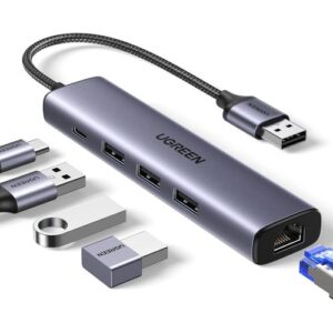 UGREEN USB3.0 to 3×USB3.0 + RJ45 CM475 Adapter