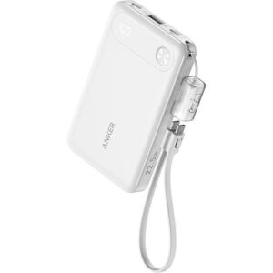 Anker Power Bank 10K 30W Built-in USB-C Cable White