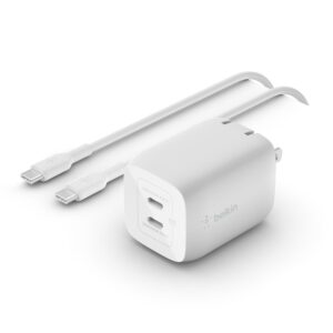 Belkin BoostCharge Pro Dual USB-C GaN Wall Charger 65W White