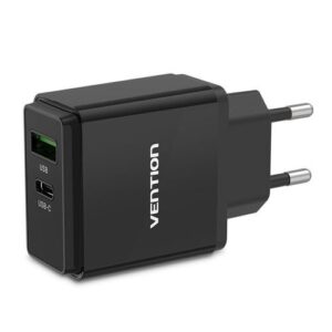 Vention Two-port USB A+C(18W/20W) Wall Charger UK-Plug