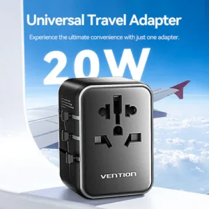 Vention 3-Port USB (C + A + A) Universal Travel Adapter (20W/18W/18W) Black